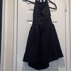 Elegant Black womens Dress, halter top and tie back